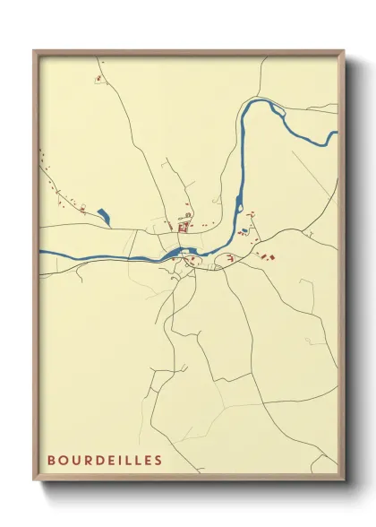 Une affiche de carte sur Bourdeilles