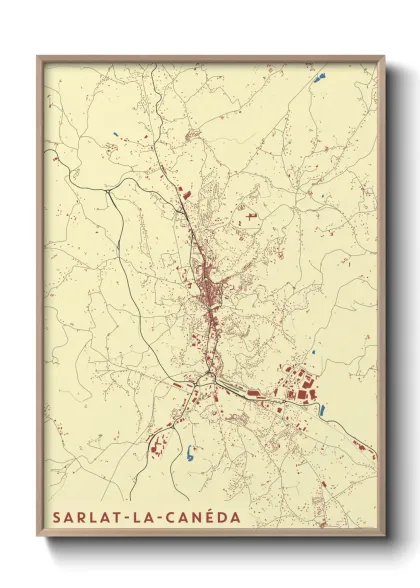 Une affiche de carte sur Sarlat-la-Canéda