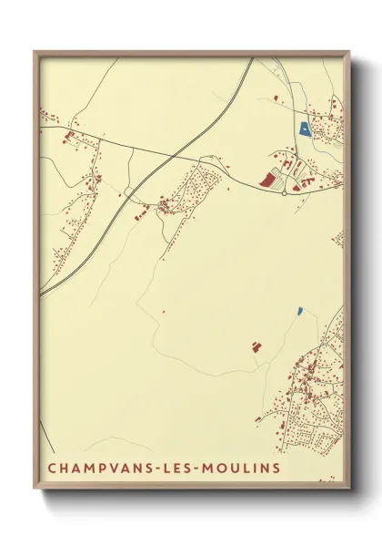 Une affiche de carte sur Champvans-les-Moulins