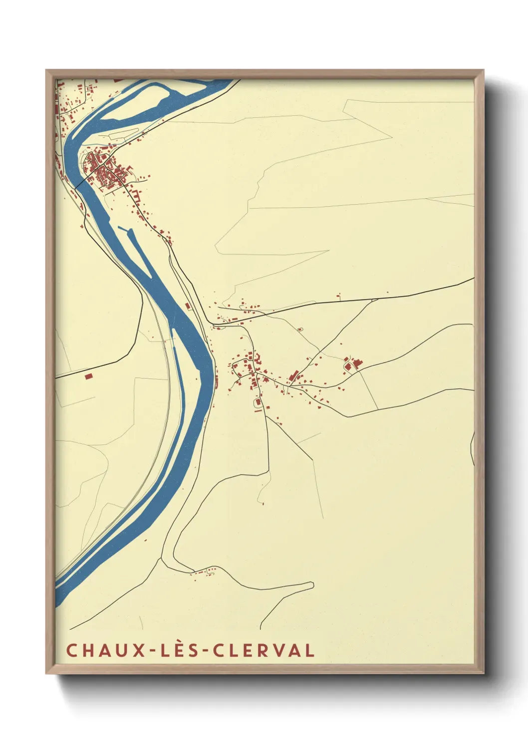 Un poster carte Chaux-lès-Clerval