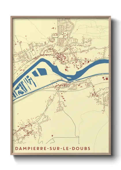 Une affiche de carte sur Dampierre-sur-le-Doubs