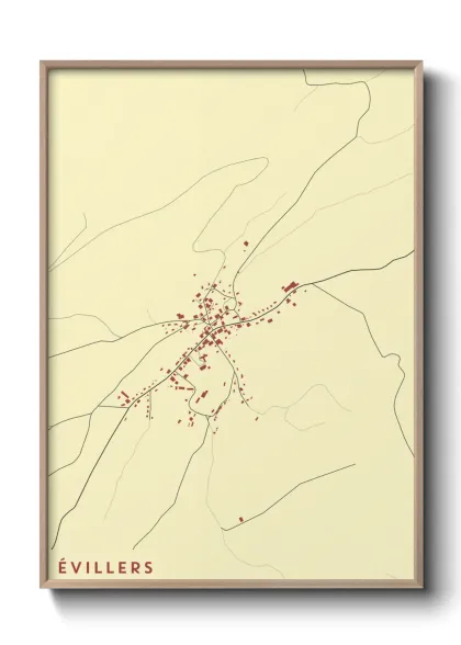 Une affiche de carte sur Évillers