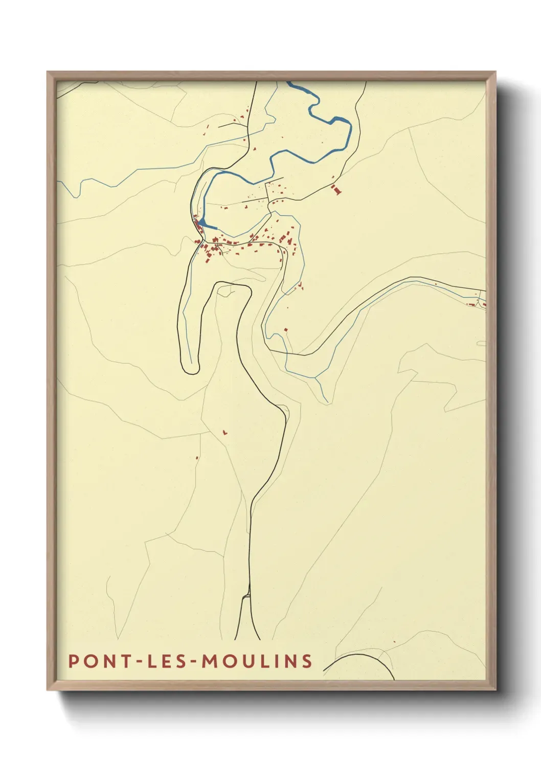 Un poster carte Pont-les-Moulins