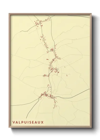 Une affiche de carte sur Valpuiseaux