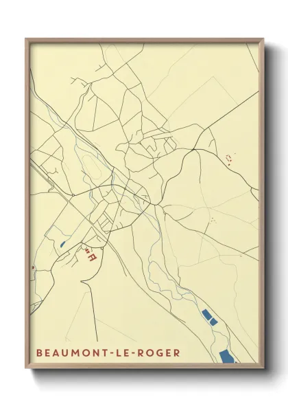 Une affiche de carte sur Beaumont-le-Roger