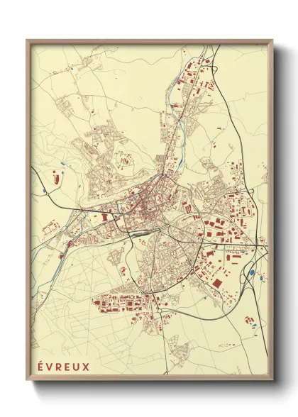 Une affiche de carte sur Évreux