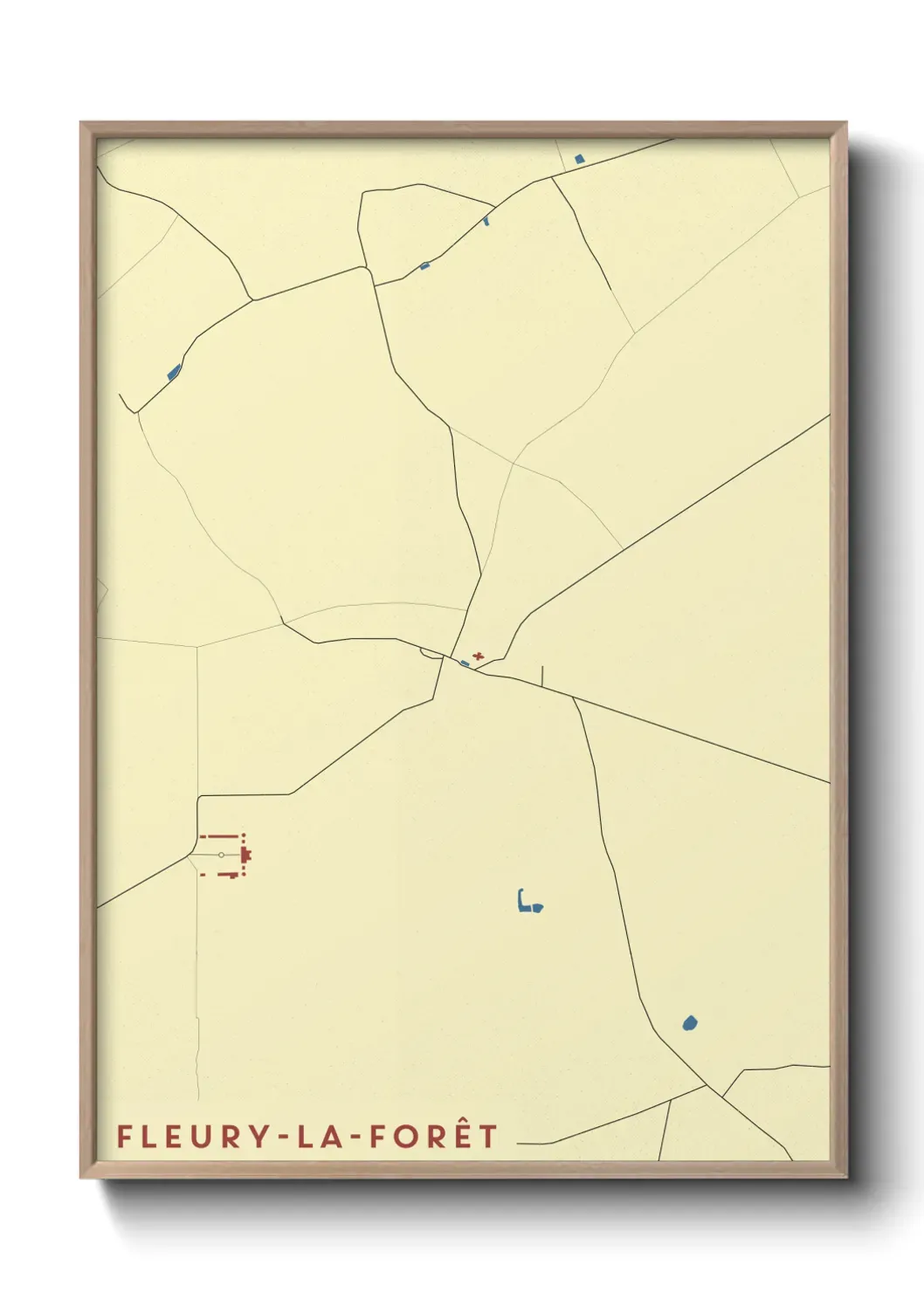 Un poster carte Fleury-la-Forêt