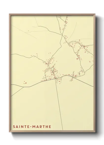 Une affiche de carte sur Sainte-Marthe