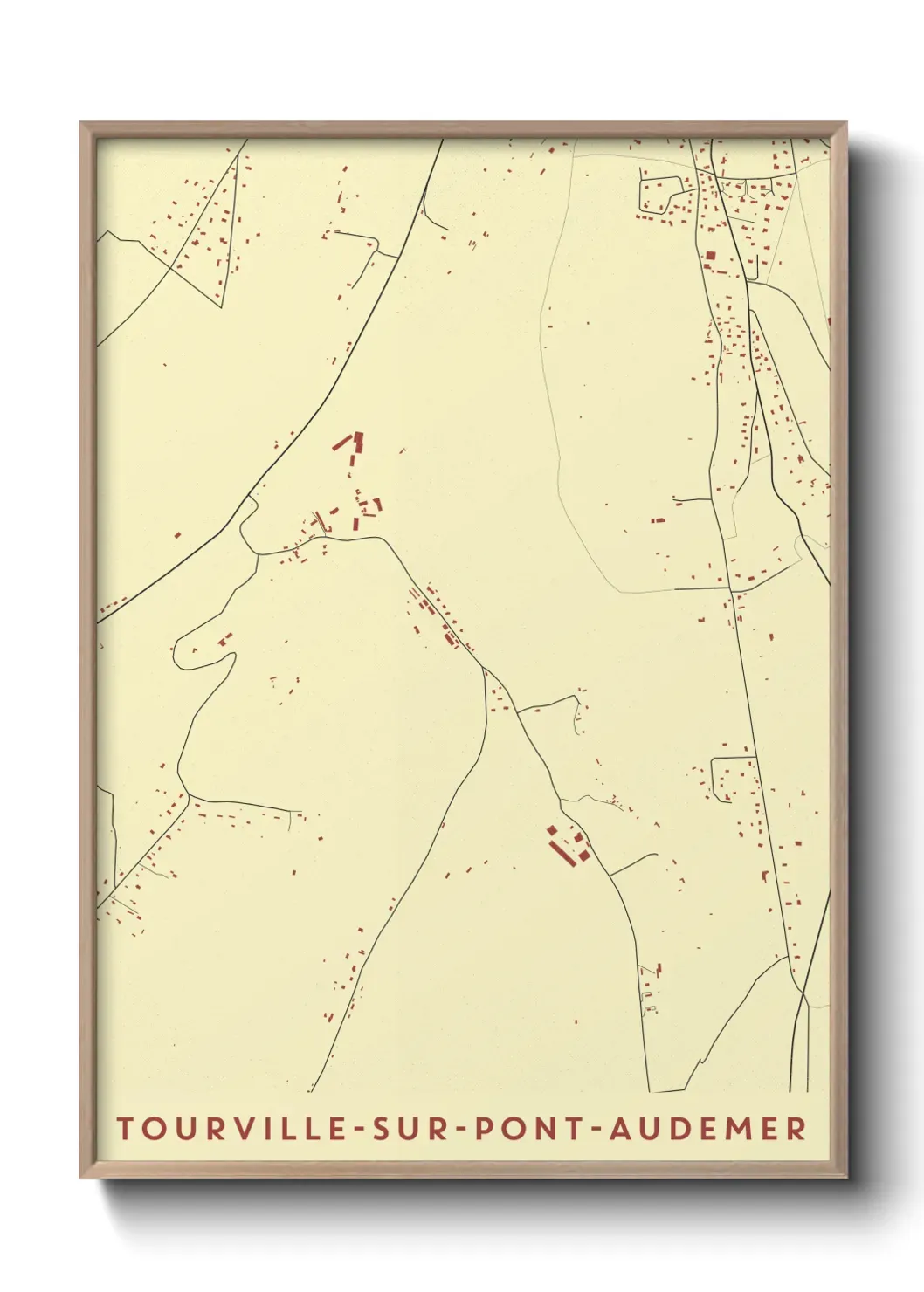 Un poster carte Tourville-sur-Pont-Audemer