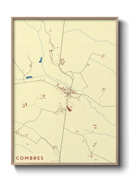 Une affiche de carte sur Combres