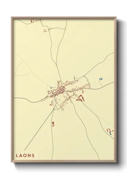 Une affiche de carte sur Laons