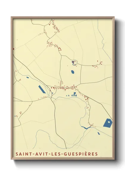 Une affiche de carte sur Saint-Avit-les-Guespières