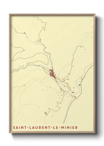 Une affiche de carte sur Saint-Laurent-le-Minier