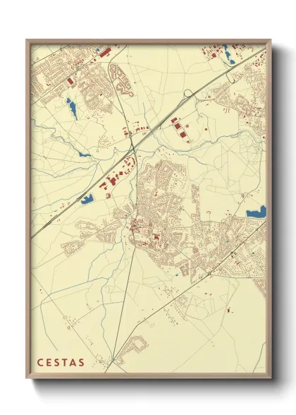 Une affiche de carte sur Cestas