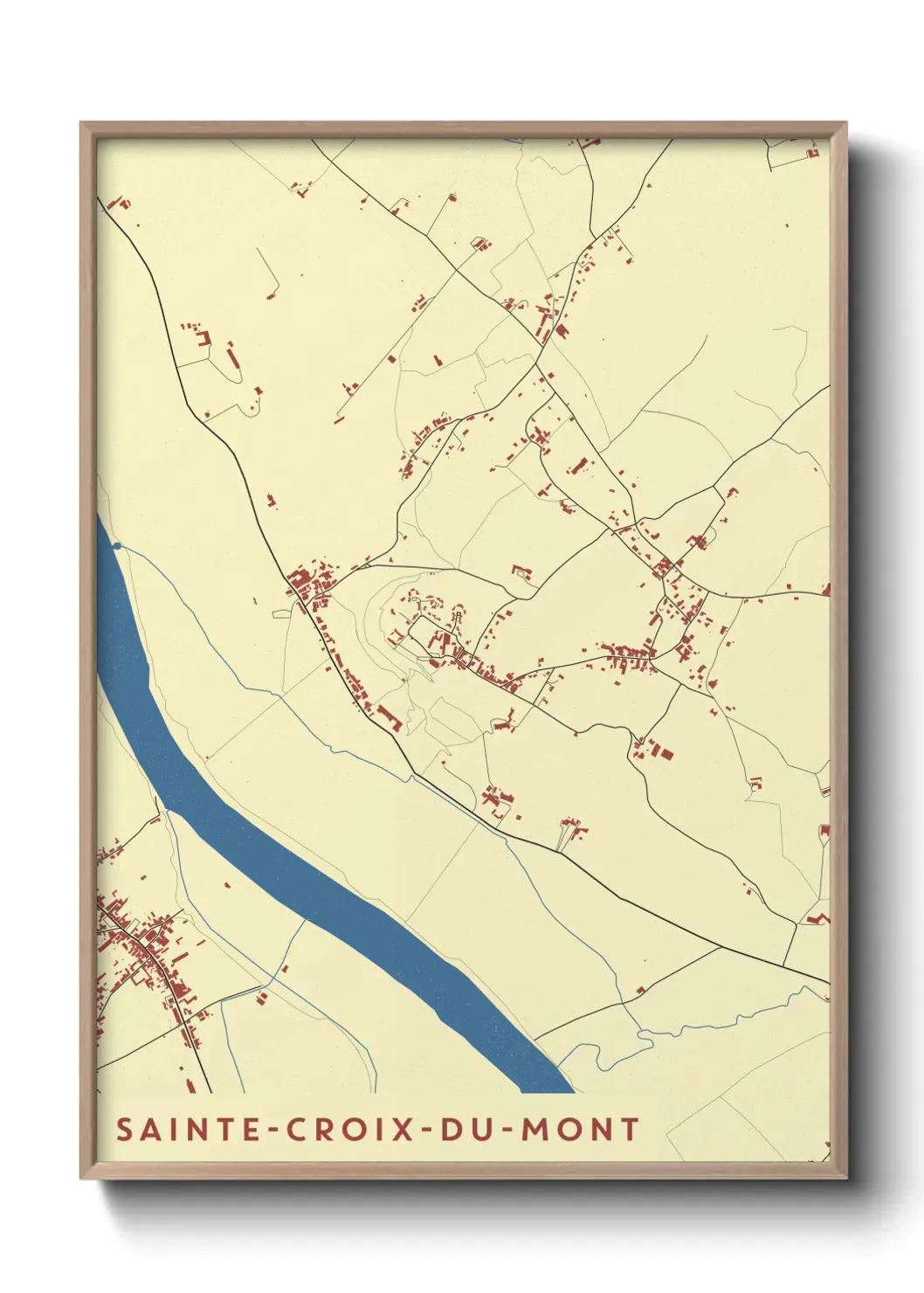 Un poster carte Sainte-Croix-du-Mont
