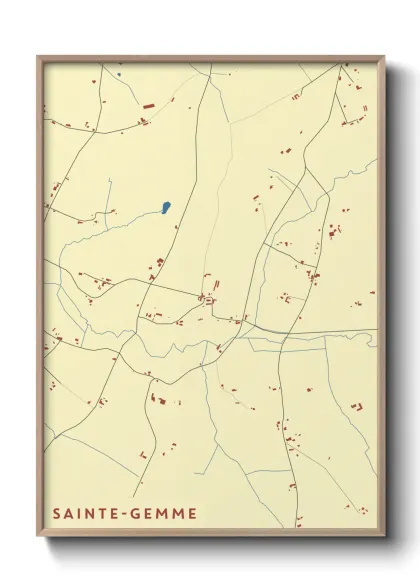 Une affiche de carte sur Sainte-Gemme