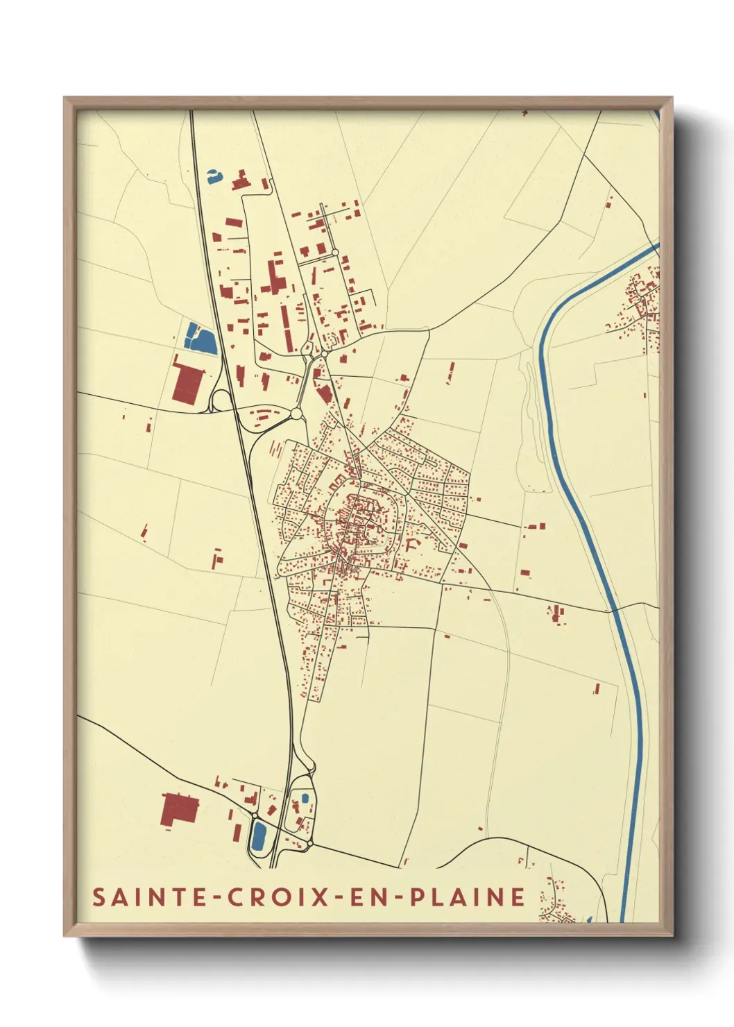 Un poster carte Sainte-Croix-en-Plaine