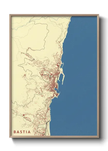 Une affiche de carte sur Bastia