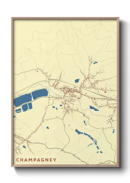 Une affiche de carte sur Champagney