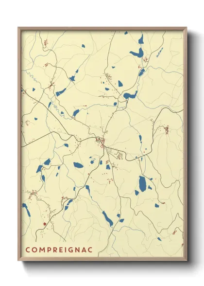 Une affiche de carte sur Compreignac
