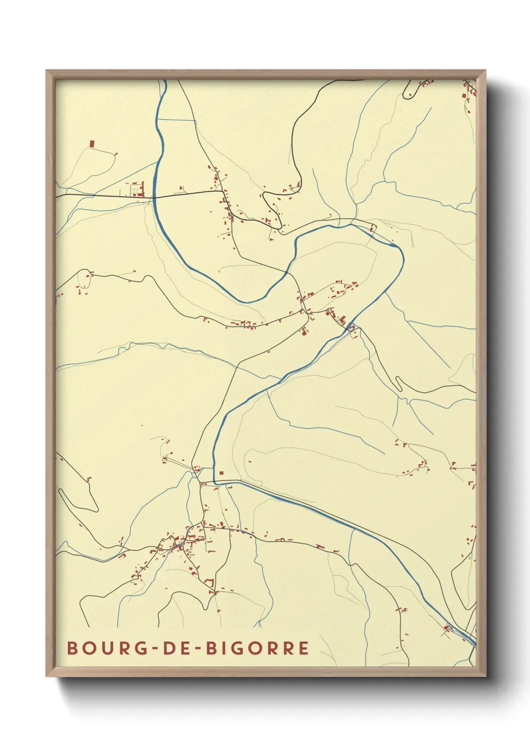 Un poster carte Bourg-de-Bigorre