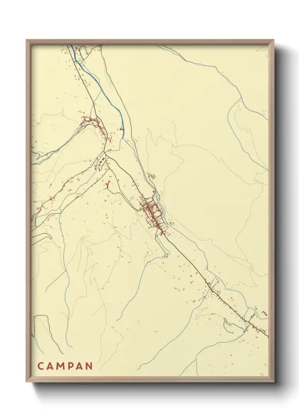 Une affiche de carte sur Campan