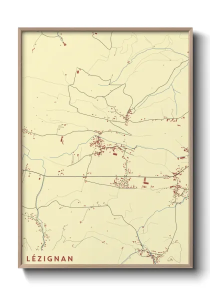 Une affiche de carte sur Lézignan