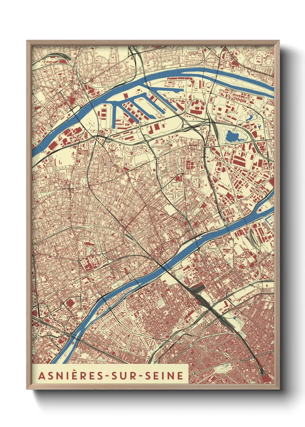 Un poster carte Asnières-sur-Seine