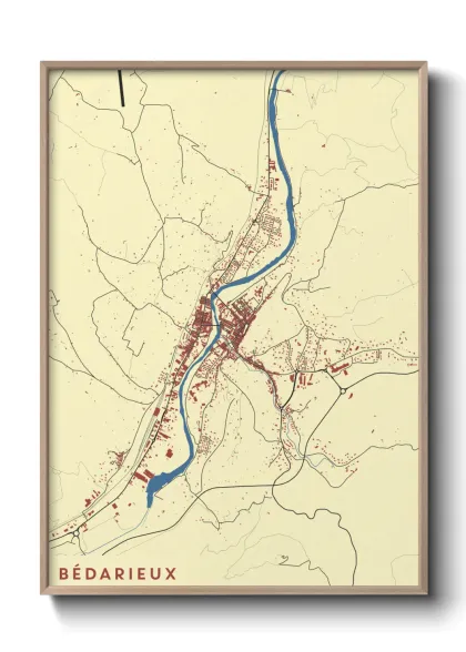 Une affiche de carte sur Bédarieux