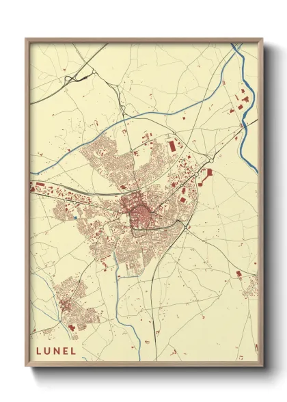 Une affiche de carte sur Lunel