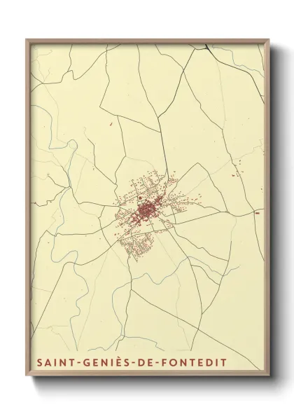 Une affiche de carte sur Saint-Geniès-de-Fontedit