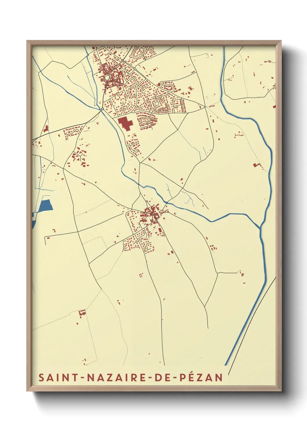 Un poster carte Saint-Nazaire-de-Pézan