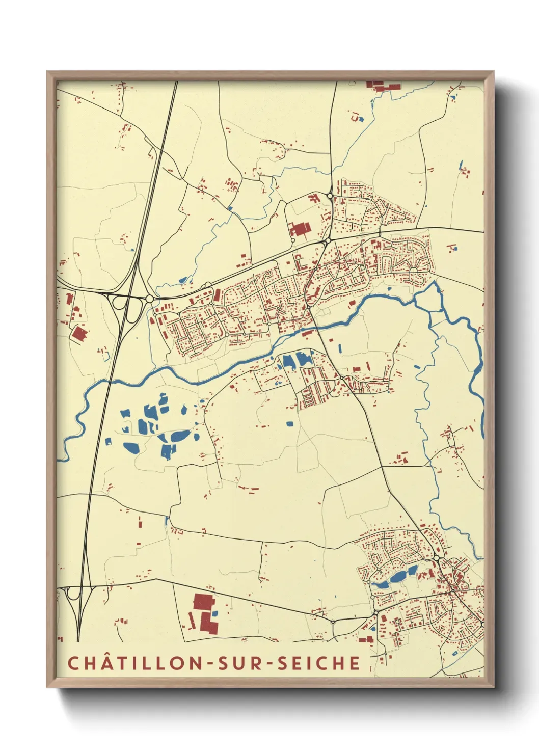 Un poster carte Châtillon-sur-Seiche