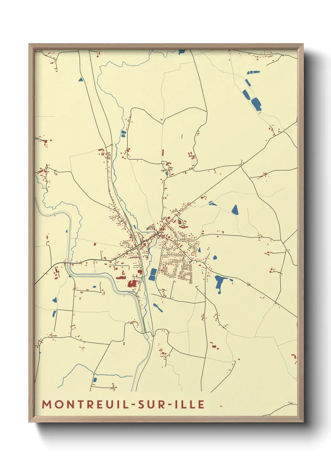 Un poster carte Montreuil-sur-Ille