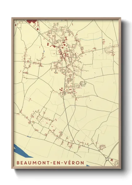 Une affiche de carte sur Beaumont-en-Véron