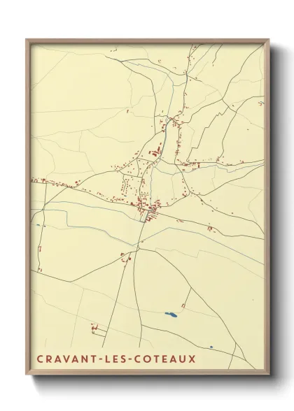 Une affiche de carte sur Cravant-les-Coteaux
