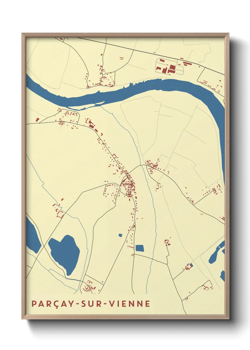 Un poster carte Parçay-sur-Vienne
