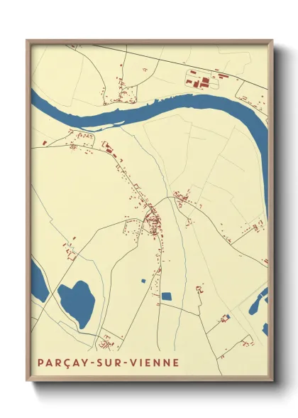 Une affiche de carte sur Parçay-sur-Vienne