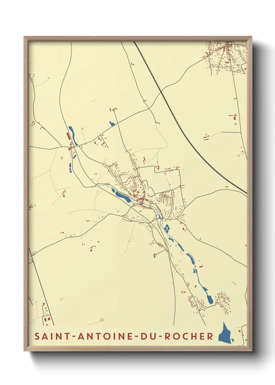 Un poster carte Saint-Antoine-du-Rocher