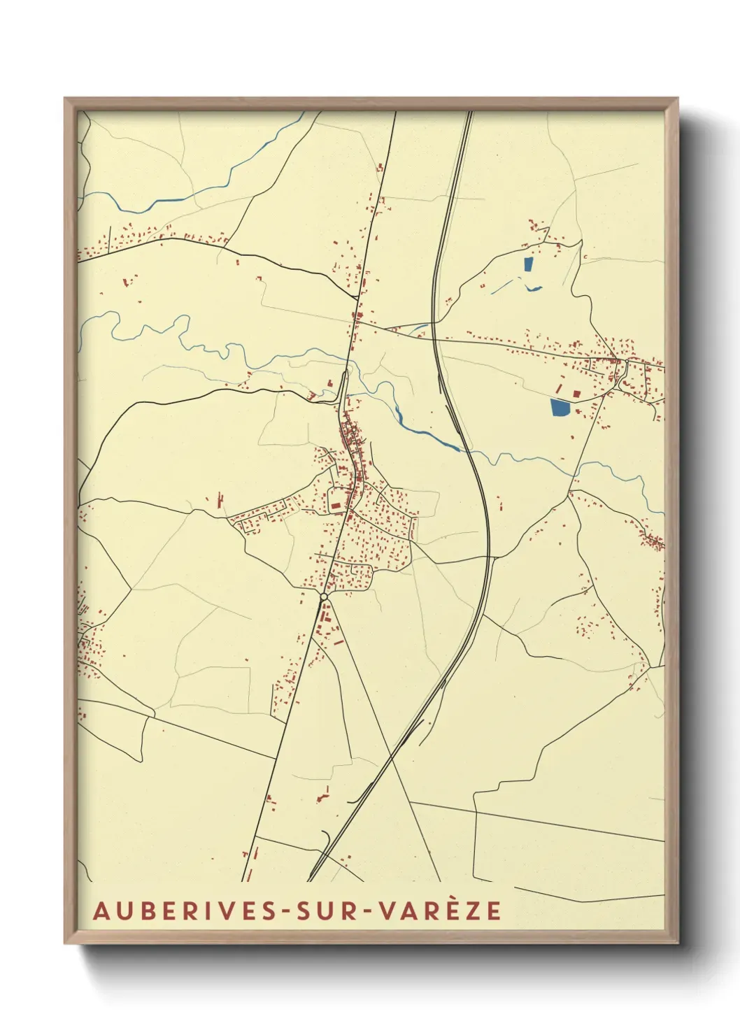 Un poster carte Auberives-sur-Varèze