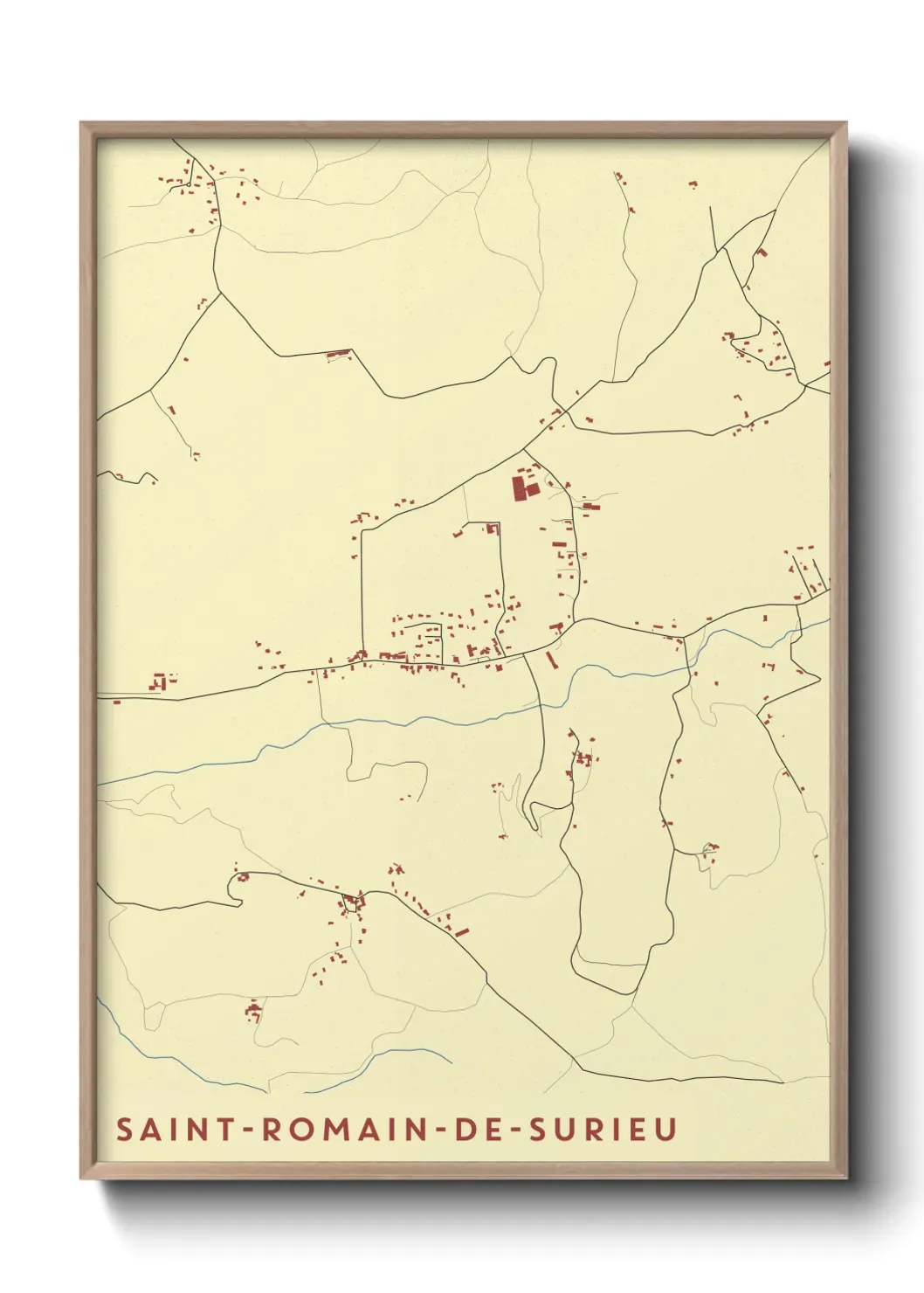 Un poster carte Saint-Romain-de-Surieu