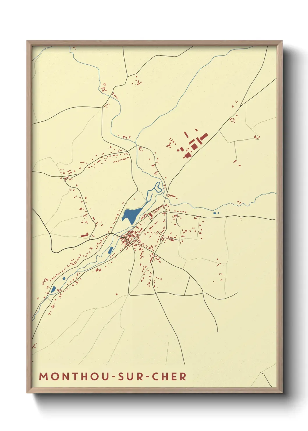 Un poster carte Monthou-sur-Cher