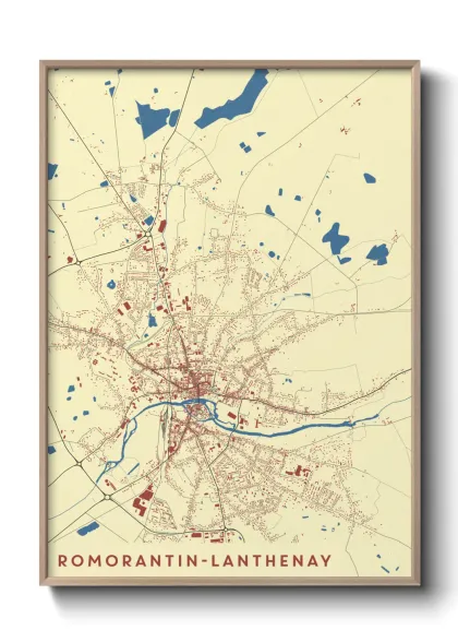 Une affiche de carte sur Romorantin-Lanthenay
