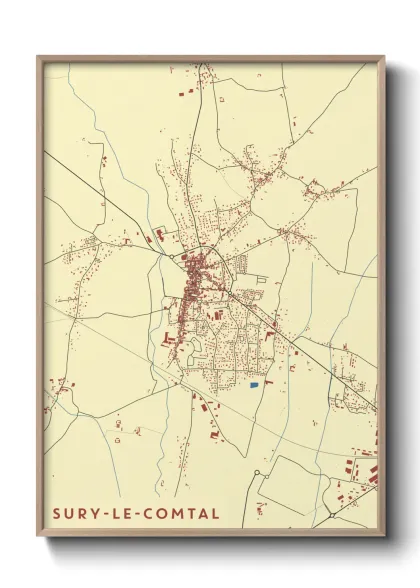 Une affiche de carte sur Sury-le-Comtal