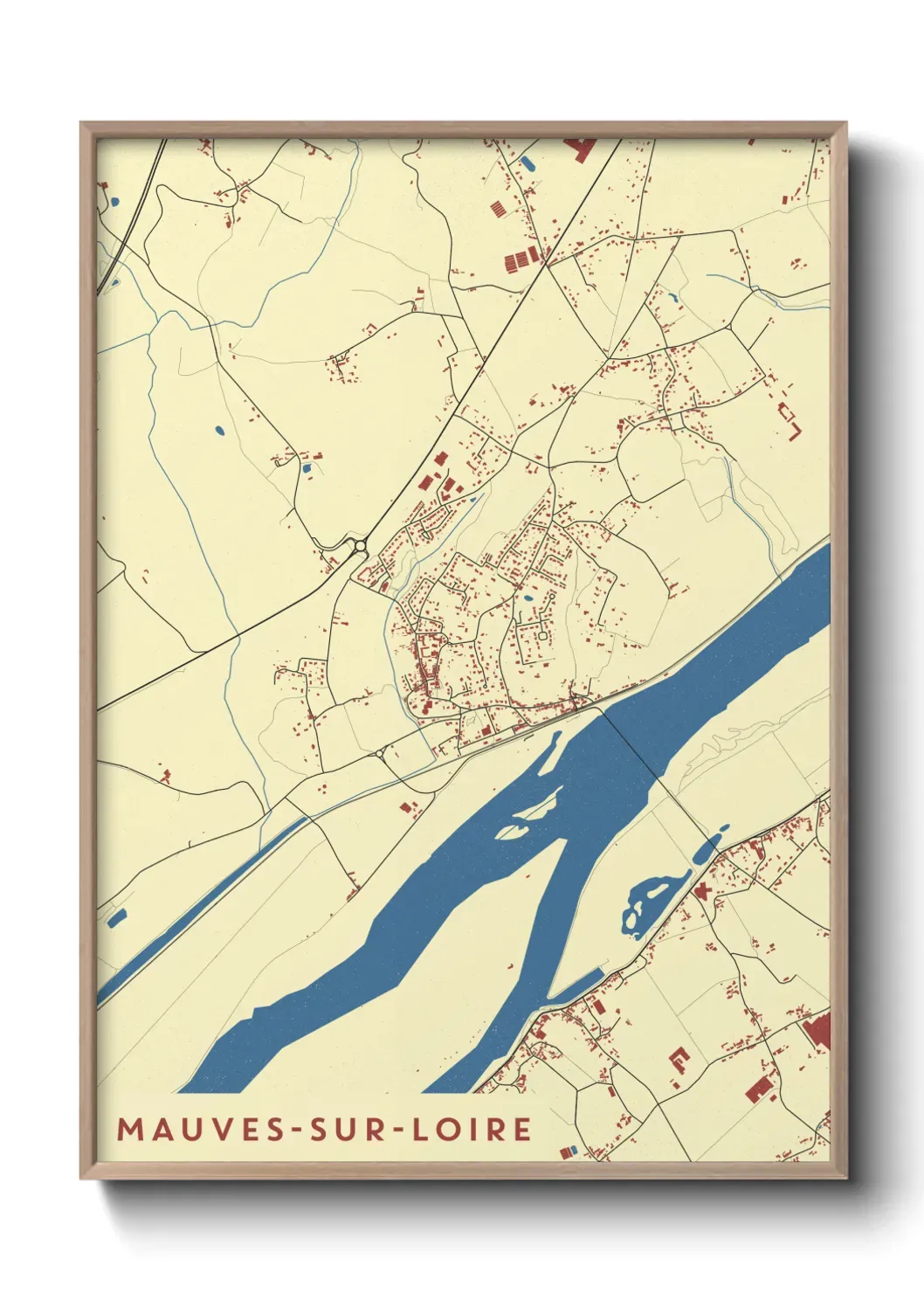 Un poster carte Mauves-sur-Loire