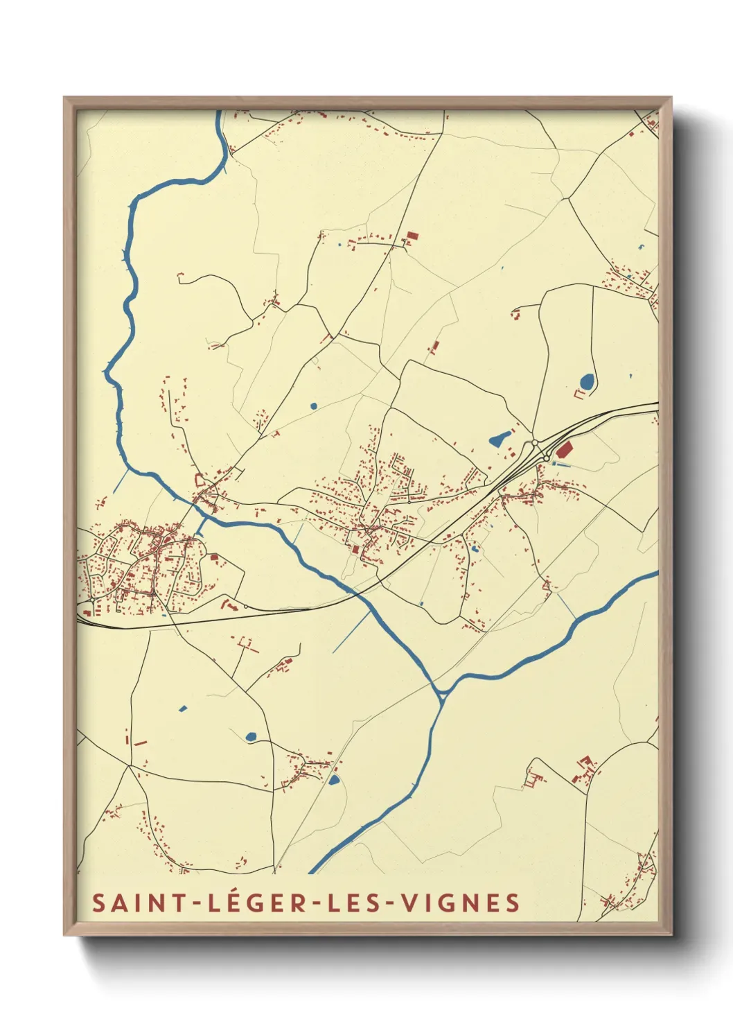 Un poster carte Saint-Léger-les-Vignes