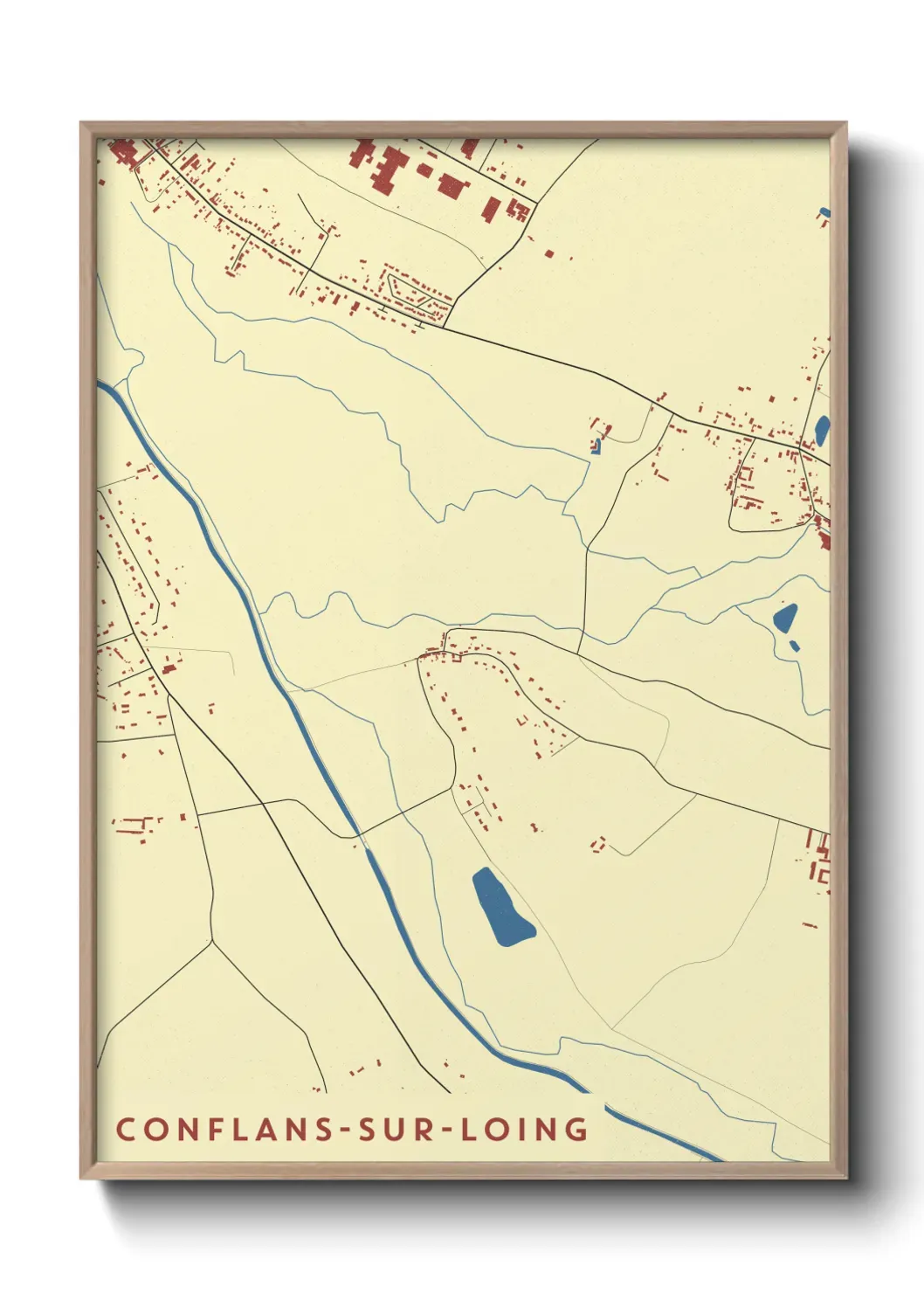 Un poster carte Conflans-sur-Loing