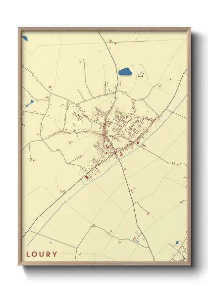 Une affiche de carte sur Loury