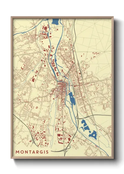 Une affiche de carte sur Montargis