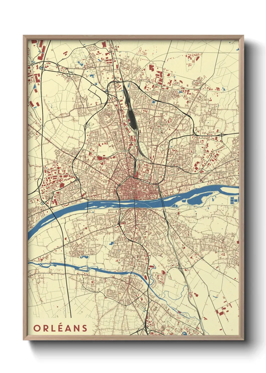 Un poster carte Orléans